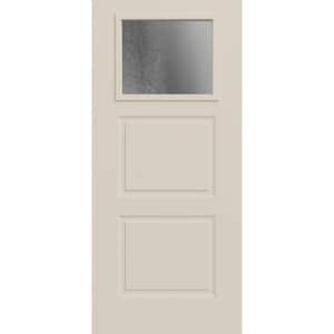 36 in x 80 in 2-Panel Right-Hand/Inswing 1/4-Lite Chinchilla Decorative Glass Primed White Steel Front Door Slab