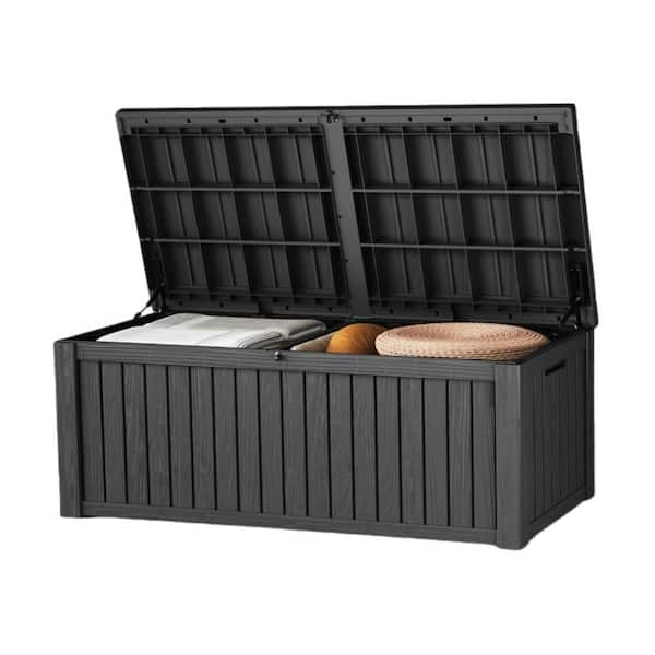 Yardgrace 180 Gal. Black Outdoor Durable Storage Deck Box