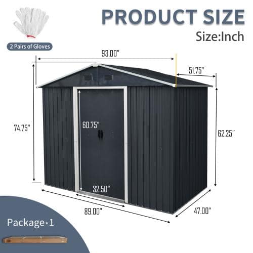 Misopily 8 ft. W x 4 ft. D Outdoor Metal Storage Shed with Sliding