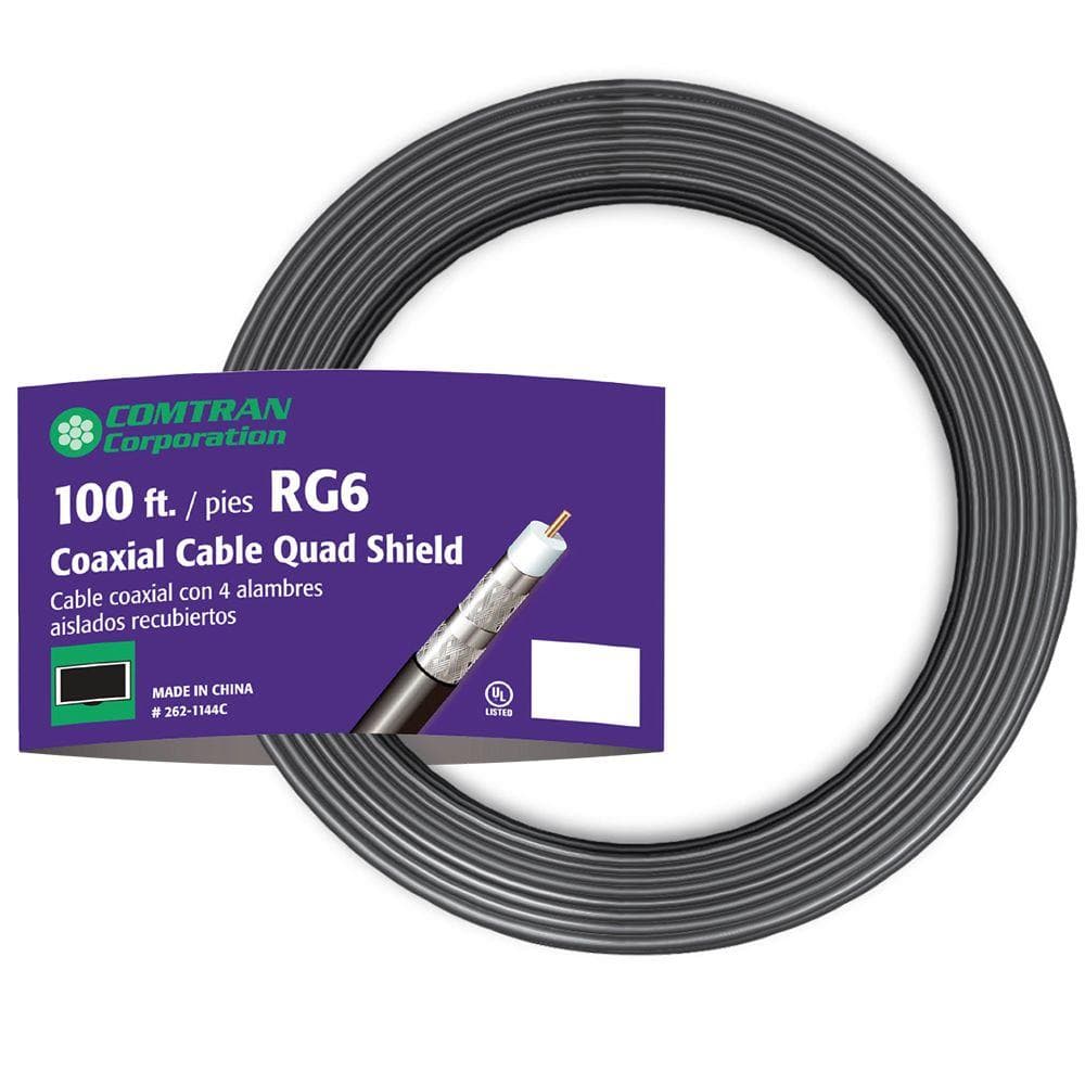 Cerrowire 100 ft. RG6 Quad Shield Coaxial Cable 262-1144C - The