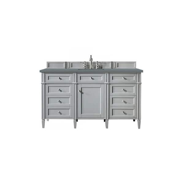 James Martin Vanities Brittany 60.0 in. W x 23.5 in. D x 34 in. H Bathroom Vanity in Urban Gray with Cala Blue Quartz Top