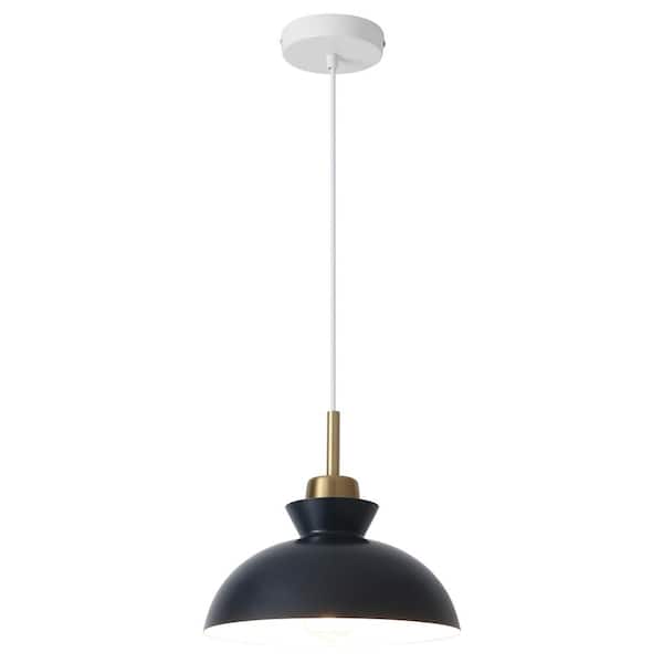 LWYTJO Lustre 11 in. 1-Light Dark Blue Dimmable Modern Industrial Metal Shaded Single Pendant Light