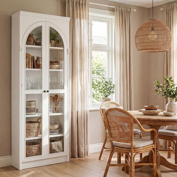 Homsee Pearl Wood 31.5 in. x 86.6 in. Pantry Cabinet with China Homsee Pearl Wood 31.5 in. x 86.6 in. Pantry Cabinet with China