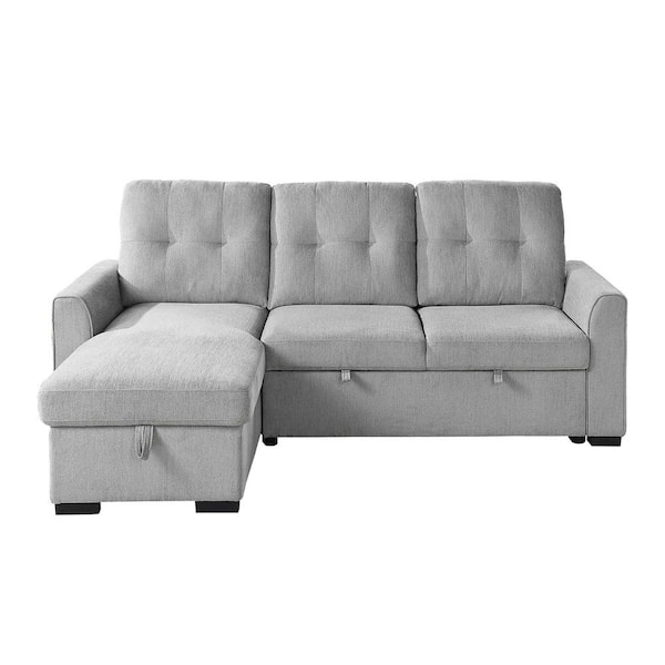 EVERGLADE HOME Suri 92 in. Square Arm 2-Piece Chenille L-Shaped Sectional Sofa in Light Gray