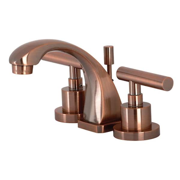 Kingston Brass Manhattan 8 in. Widespread 2-Handle Bathroom Faucet in Antique Copper