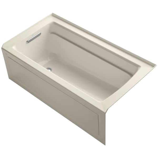 KOHLER Archer 5 ft. Acrylic Left Hand Drain Farmhouse Rectangular Apron-Front Non-Whirlpool Bathtub in Almond