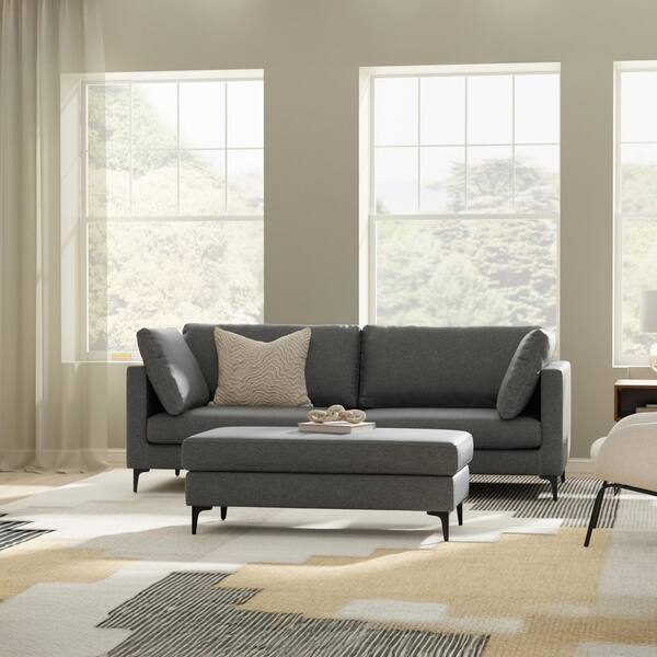 Simpli Home Ava 90 in. Straight Arm Performance Fabric Rectangle