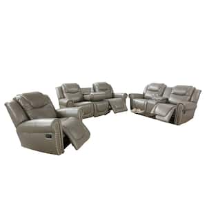 Starhome Living 72 in. W Rolled Arm Faux Leather Straight Sofa in Gray
