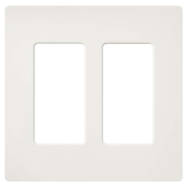 Lutron Claro 2 Gang Wall Plate for Decorator/Rocker Switches, Satin, Architectural White (SC-2-RW) (1-Pack)