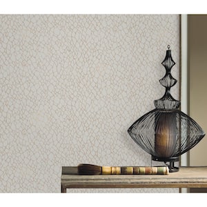 Boutique Collection Cream Metallic Webbing Non-pasted Paper on Non-woven Wallpaper Roll
