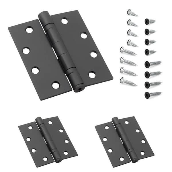 Onward 4 in. x 4-1/2 in. Black Full Mortise Ball Bearing Butt Hinge with Removable Pin (3-Pack)