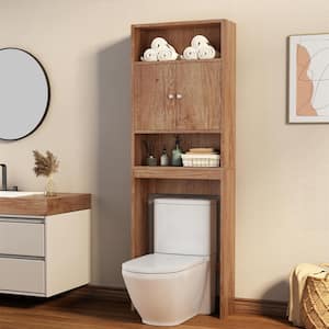 24.8 in. W x 77 in. H x 7.9 in. D Brown Over The Toilet Storage with Doors
