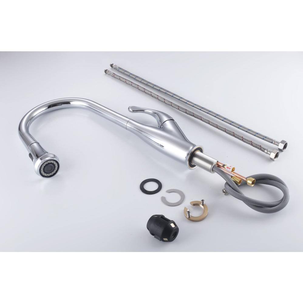 Chrome Stainless Steel Pull-Down Kitchen Faucet with Spray