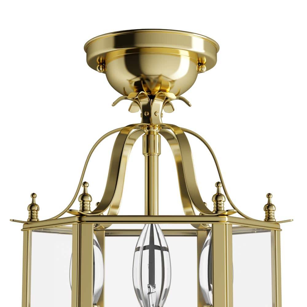 Polished Brass 3-Light Mini Pendant with Clear Glass
