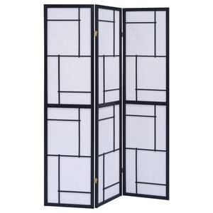 Damis Black and White 3-Panel Folding Floor Screen