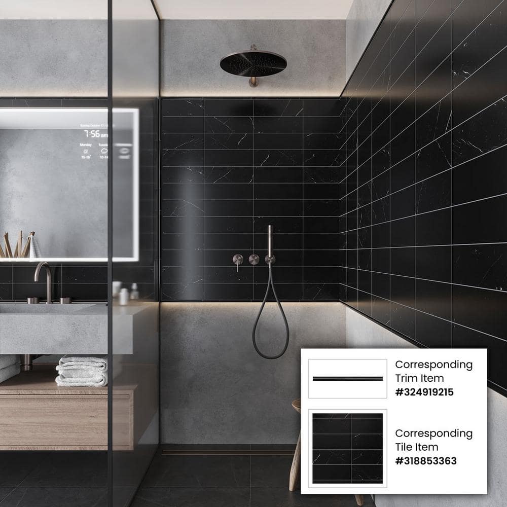 Grandis Black Polished Marble Subway Wall & Floor Tile