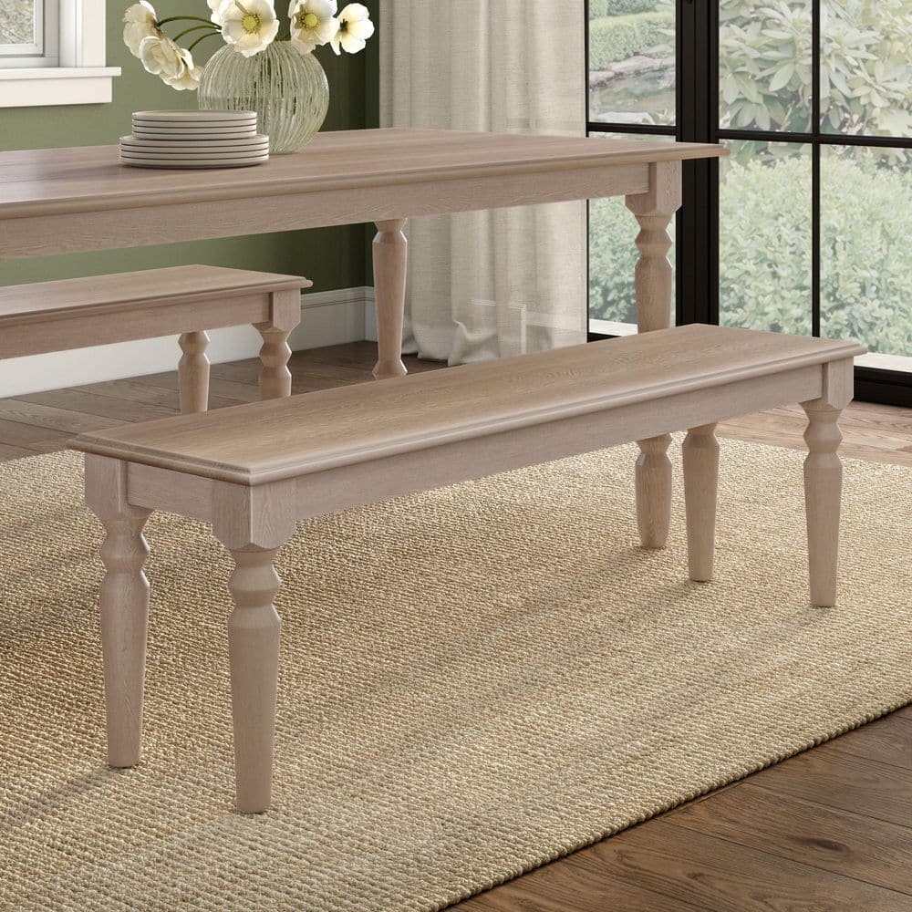 Laurel 56 in. Sea Salt Dining Entryway Bench with Turned Legs