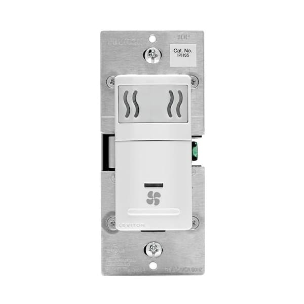 Leviton Decora In-Wall Humidity Sensor & Fan Control, 3 A, Single Pole, White IPHS5-LW