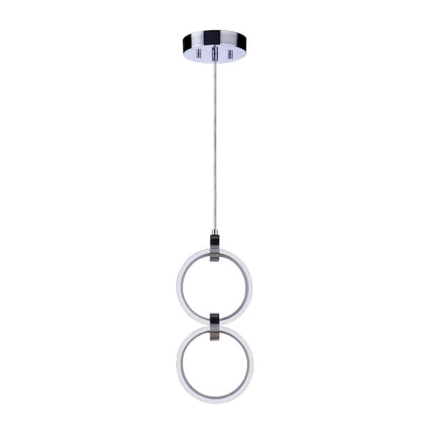 CRAFTMADE Context 10-Watt 21-Light Chrome Finish Dining Kitchen Foyer Integrated LED Pendant 1-Light with PVC Shade