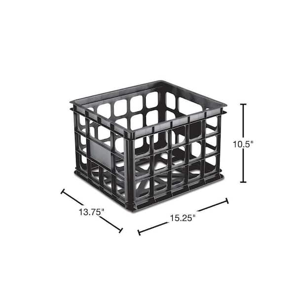 Sterilite - Plastic Black Storage Box Milk Crate Containers Home (6 Pack)