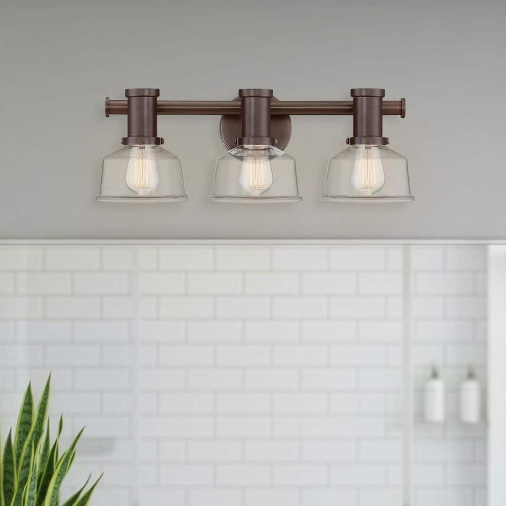 Carson 21.5 in. 3-Light Satin Copper Bronze Transitional Vanity Light with Clear Glass Shades price history on PriceWatchPro