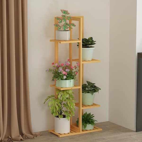Bamboo Plant Stand Rack Flower Pot, Patio Shelves Home Depot