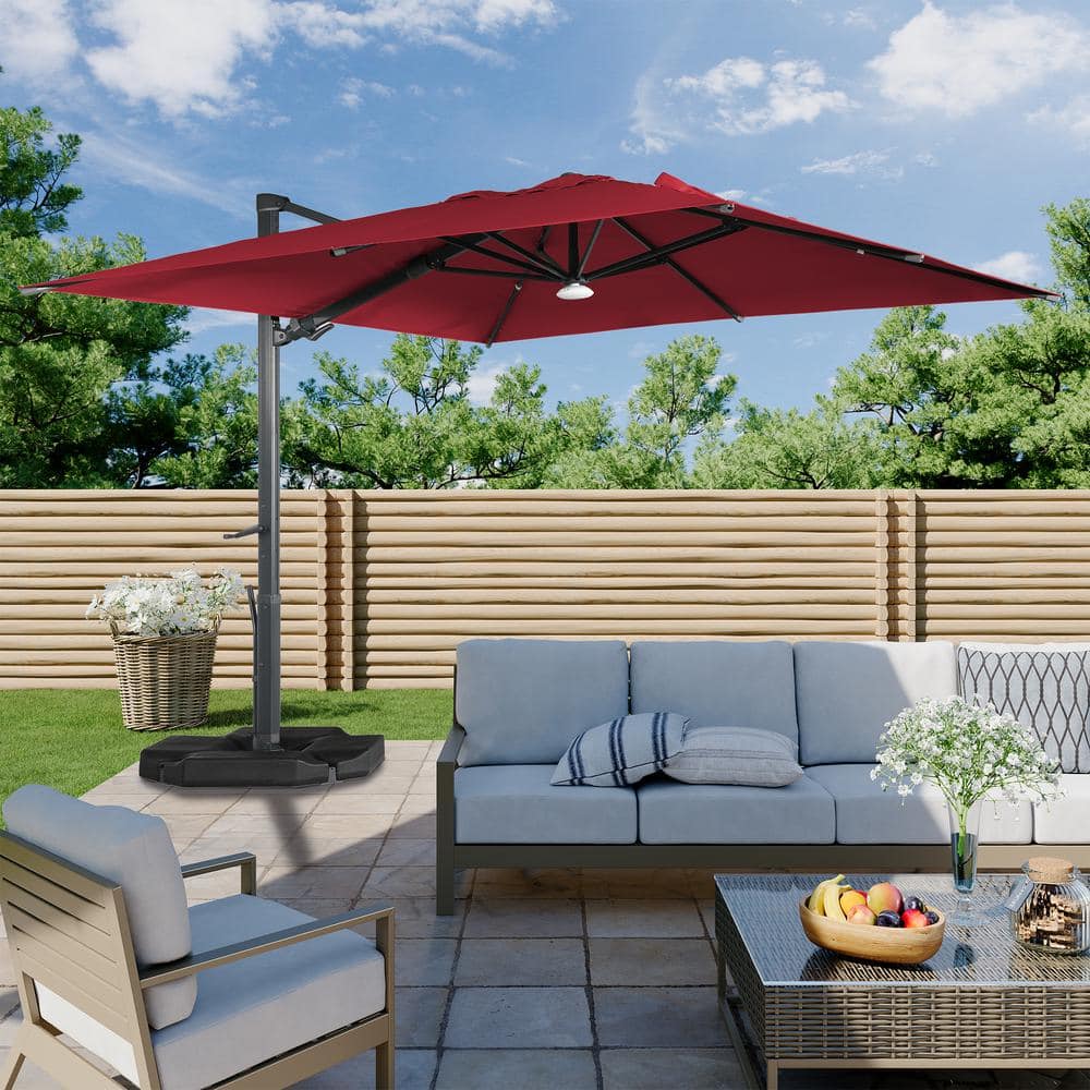 10x10ft 360 Rotable Square Cantilever Patio Umbrella with BaseandBT in Red price history on PriceWatchPro