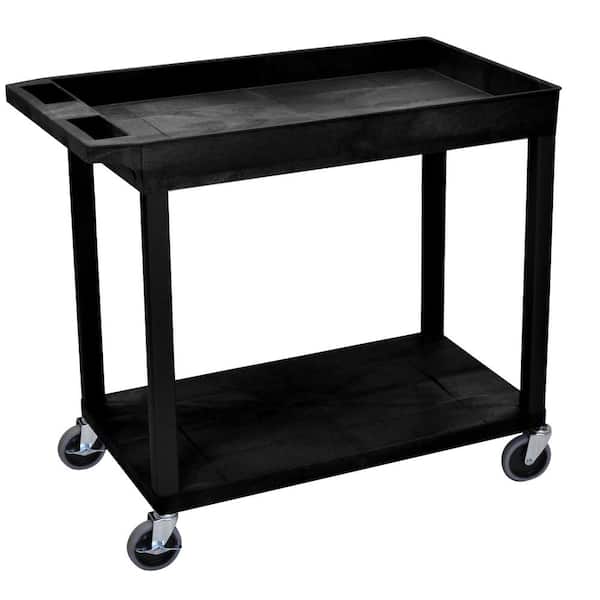 EC 35.25 in. W x 18 in. D x 32.5 in. H Utility Cart with 1-Tub and 1-Flat Shelf in Black