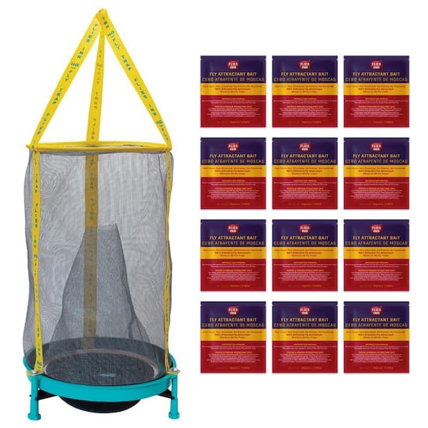 Ez Fly Cage Outdoor Fly Trap with 12 Low Odor Attractant Baits, Reusable and Durable