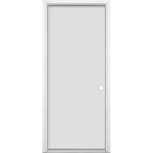 Masonite Utility 36 in. x 80 in. Flush Left Hand/Inswing Paintable Primed Gray Primed Steel Prehung Front Door with Brickmold