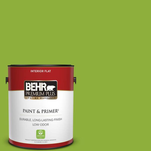 BEHR PREMIUM PLUS 1 gal. #420B-6 New Green Flat Low Odor Interior Paint & Primer