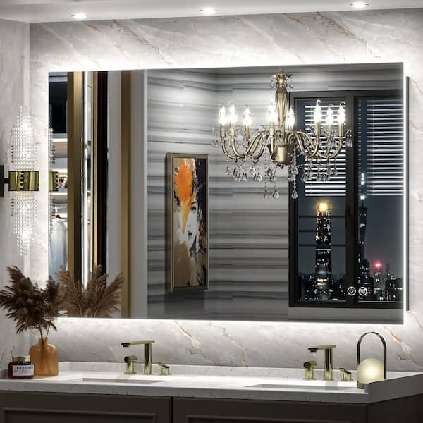 48 in. W x 30 in. H Rectangular Frameless Super Bright Backlited LED Anti-Fog Tempered Glass Wall Bathroom Vanity Mirror