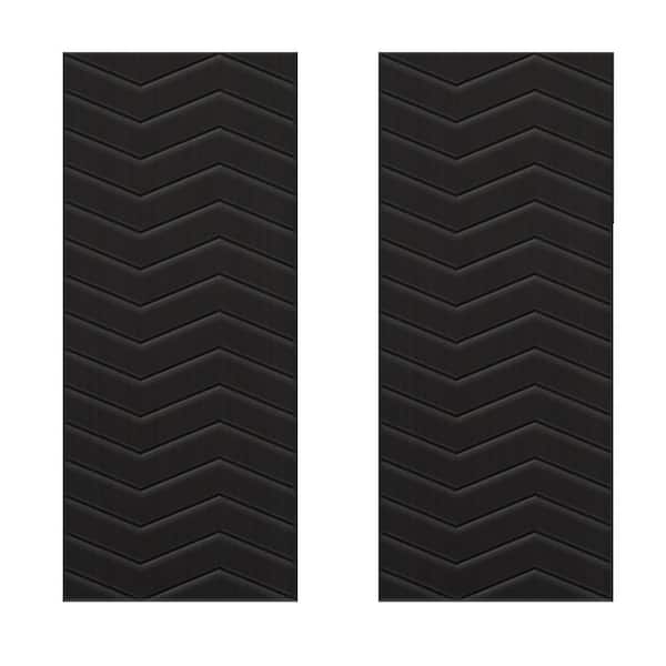 CALHOME 48 in. x 80 in. Hollow Core Black Painted Composite MDF Interior Double Closet Sliding Doors