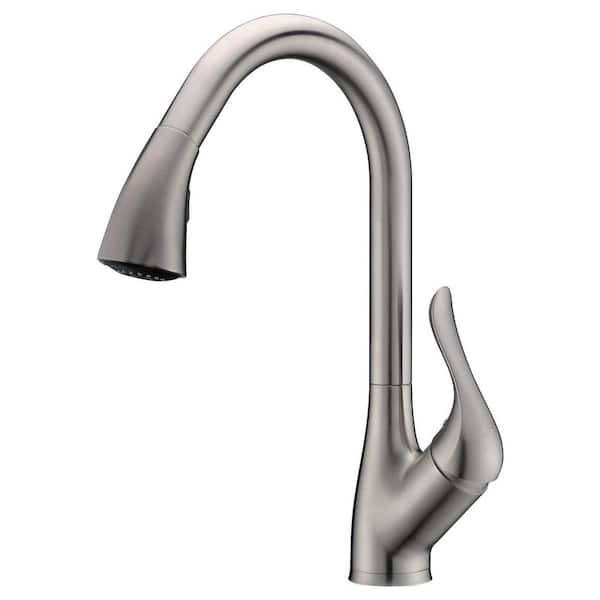 ANZZI Accent Series Single-Handle Pull-Down Sprayer Kitchen Faucet in Brushed Nickel