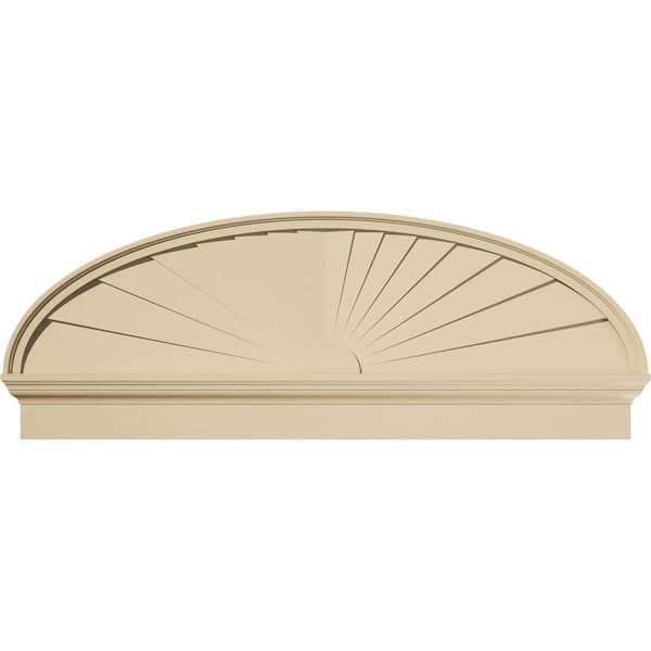Ekena Millwork 56 in. W x 20-7/8 in. H x 2-3/4 in. P Elliptical Sunburst Signature Urethane Combination Pediment, Primed Tan