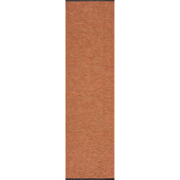 Tayse Rugs Alma Orange 2 ft. x 8 ft. Moroccan Machine Washable Indoor Runner Rug