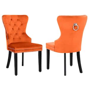Brooklyn Orange Tufted Velvet Dining Side Chair (Set of 2)