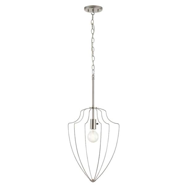 Basilica 1-Light Brushed Nickel finish Cage Pendant Light