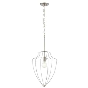 Basilica 1-Light Brushed Nickel finish Cage Pendant Light