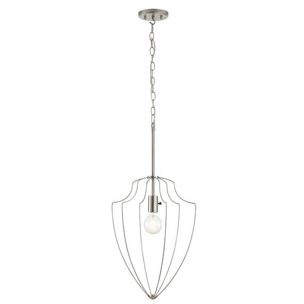 Home Decorators Collection Basilica 1-Light Brushed Nickel finish Cage Pendant Light