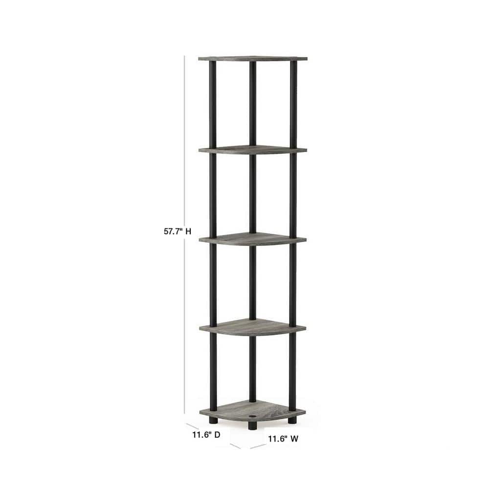 French Oak Grey/Black Heavy Duty 5-Tier Corner Shelf