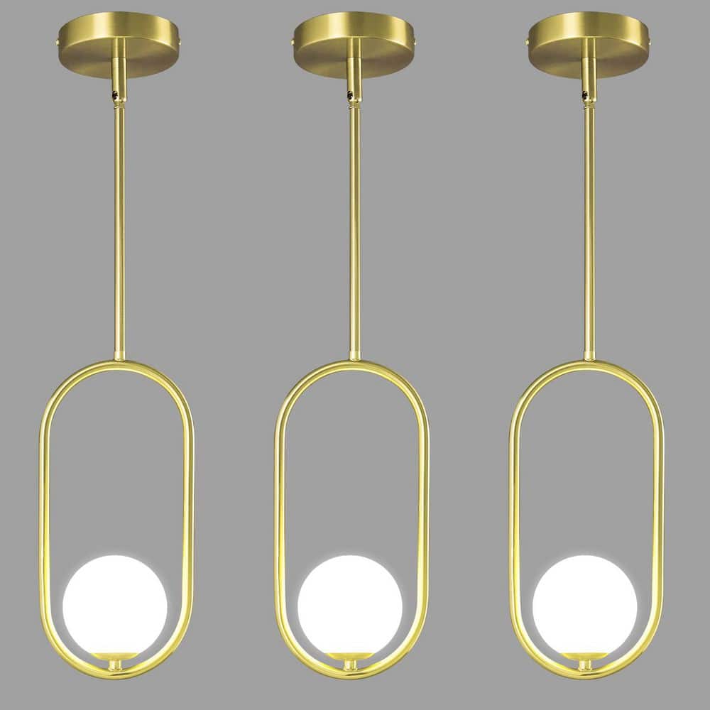 Home Lighting ‎40-Watt 1-Light Gold 3-Pack Pendant Light with Glass Shade for Kitchen Island price history on PriceWatchPro