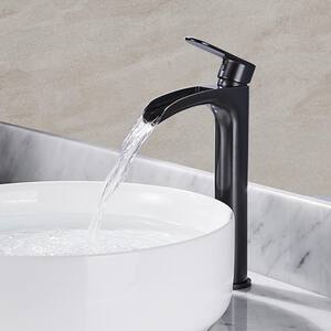 Single Handle Single Hole Waterfall Bathroom Faucet Bathroom Sink Faucet with Supply Hoses in Oil Rubbed Bronze