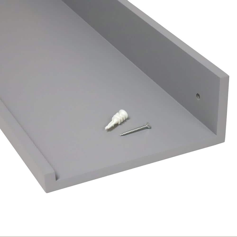 Sleek Gray Engineered Wood 24" Floating Picture Ledge Shelf