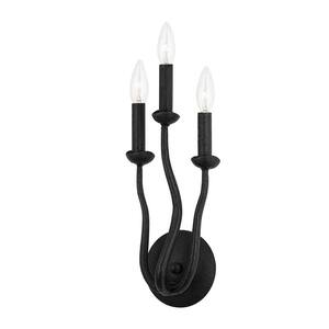 Reign 3 Black Wall Sconce