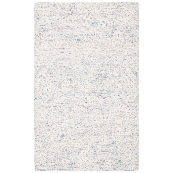 Metro 2 ft. x 4 ft. Light Blue/Ivory Floral Medallion Area Rug