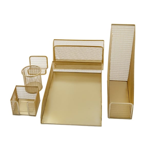Gold Desk Accessories for Women Office 6 Piece Gold Desk Set Gold Office  Organizer - Office Supplies Gold - Office Organization Set - Desk Organizer  for Women G…