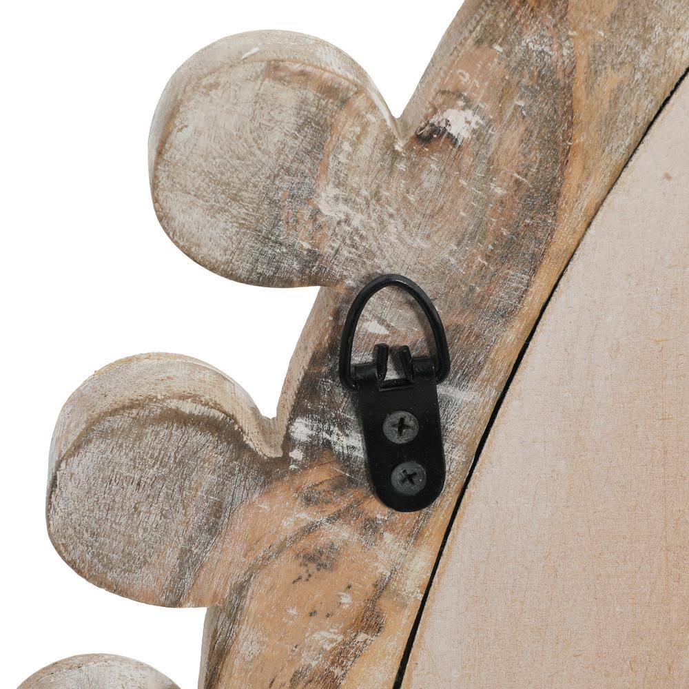Whitewashed Mango Wood Round Wall Mirror