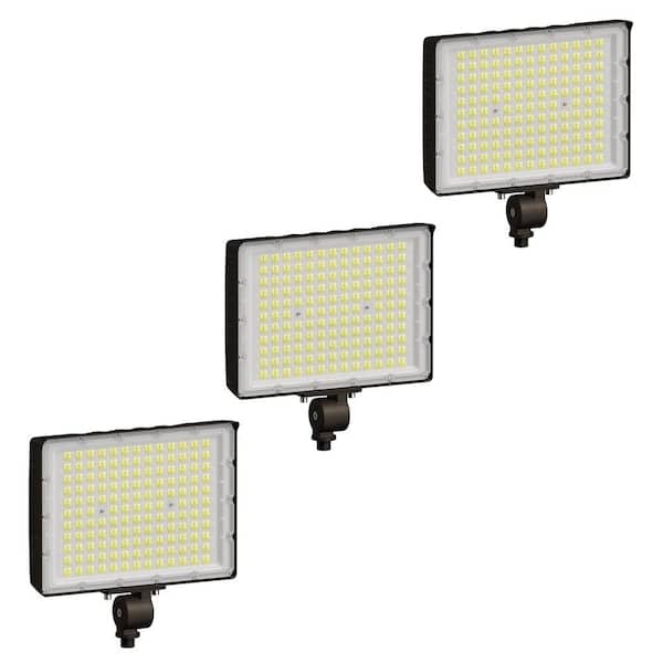 18000 Lumens Integrated LED Selectable 3CCT Bronze Dusk to Dawn Commercial Flood Light w/Adjustable Beam Angle (3-Pack)