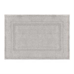 Cotton Stonewash Racetrack 17 in. x 24 in. Bath Rug in Taupe Gray